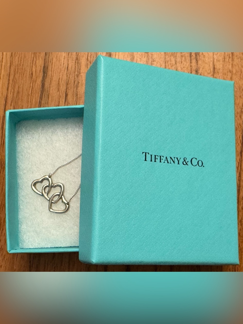 Tiffany & Co. Elsa Peretti Sterling Silver Triple Interlocking Heart Necklace